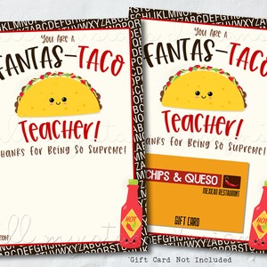 DRUCKBAR Du bist ein FANTAS-TACO-Lehrer! Danke, dass du so überragend bist! Taco Geschenkkartenhalter | Sofort Download | Lehrer-Anerkennungswoche