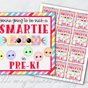 PRINTABLE You&#39;re Going To Be Such a SMARTIE in Pre-K! Tag | Instant Download | Back To School Candy Tag | First Day of School Treat