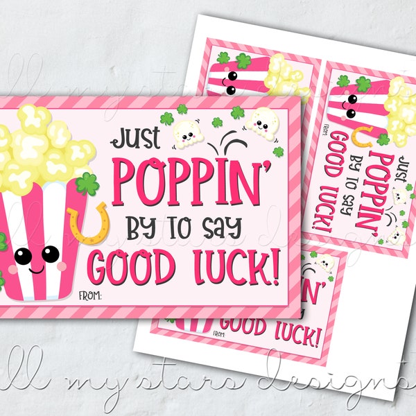 Just POPPIN' By To Say GOOD LUCK! Tag | Instant Download  | Microwave Popcorn | Lucky Popcorn | Cheer Dance Sports Team Good Luck Treat Tag