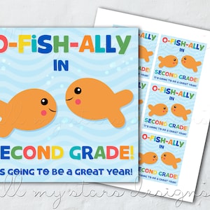 PRINTABLE  O-FISH-ally In SECOND Grade! It&#39;s Going To Be A Great Year! Tag | Instant Download | Cute Goldfish Treat Tag | Back To School Tag