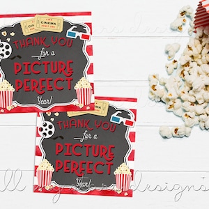 DO DRUKU Dziękuję za idealny rok! Tag | Natychmiastowe pobranie | Docenianie nauczyciela | Tag Dziękuję | Tag Kosz prezentowy na wieczór filmowy