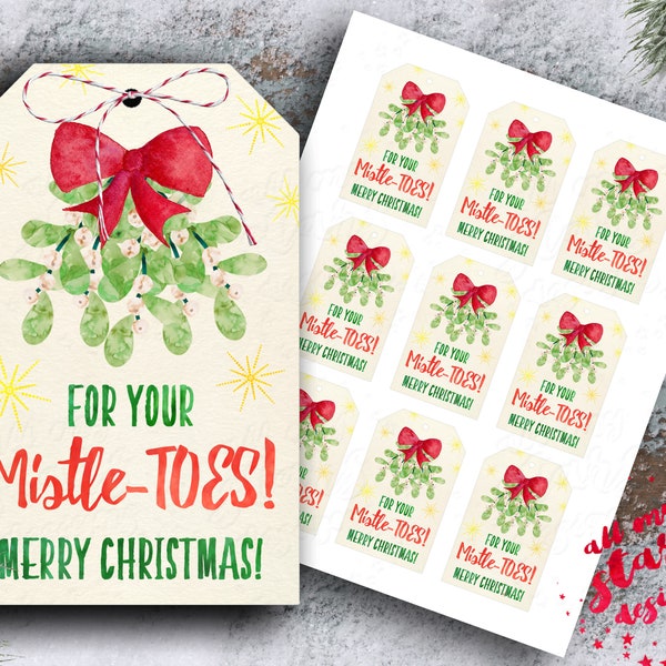 For Your Mistle-TOES! Merry Christmas! Hanging Tag | Christmas Mani Pedi Gift | Secret Santa | Socks Gift | Mistletoe Tag