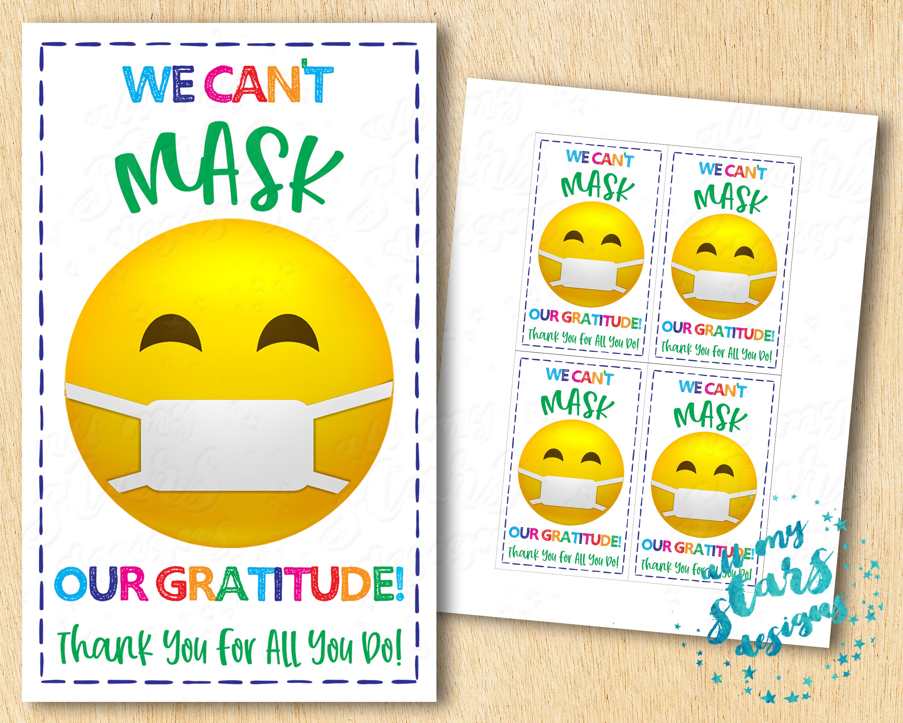 Printable We Can T Mask Our Gratitude Thank You For All Etsy