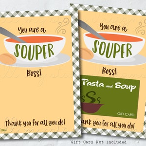 AFDRUKBARE Je bent een SOUPER baas! Bedankt voor alles wat je doet! Restaurant-cadeaukaarthouder | Direct downloaden | Waardering van de baas | Dag van de baas