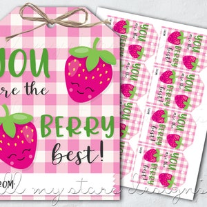PRINTABLE You Are The BERRY Best! Cute Strawberry Tag | Instant Download | Sweet Strawberry Gift Tag | Teacher Staff Employee Appreciation