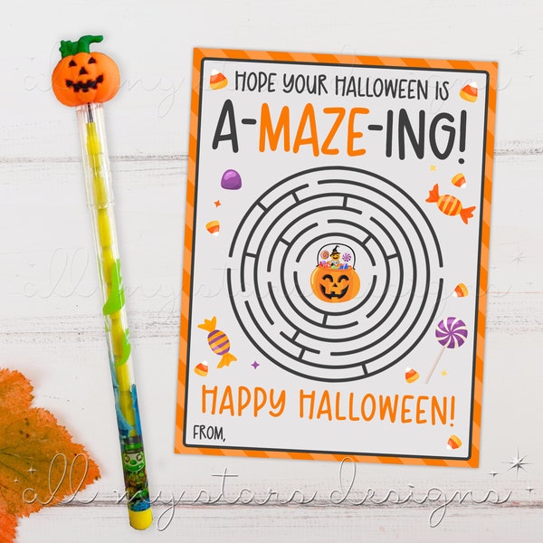PRINTABLE Hope You Halloween is A-MAZE-ing! Happy Halloween! Game Card/Tag  | Instant Download | Pencil Tag | Non-Candy Trick or Treat Tag