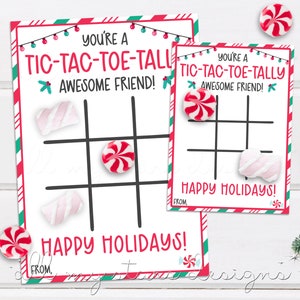 DRUCKBAR Du bist ein Tic-Tac-Toe-Tally super Freund! Fröhliche Feiertage! Spielkarte/Tag | Sofortdownload | Winter Pause Klasse Lecker Süßigkeit Anhänger