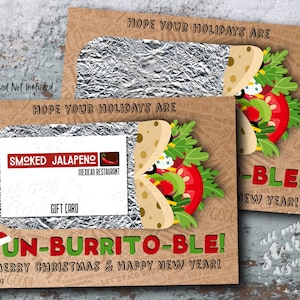 PRINTABLE Hope Your Holidays Are Un-BURRITO-ble! Frohe Weihnachten und einen guten Rutsch ins neue Jahr! Mexikanisches Restaurant Geschenkkartenhalter | Sofort Download