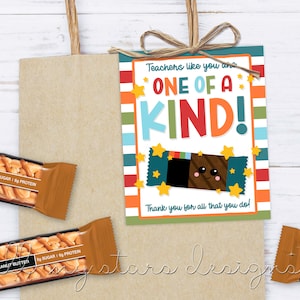 STAMPABILE Gli insegnanti come te sono unici nel loro genere! Grazie per tutto quello che fai! Etichetta / Download istantaneo / Barretta di muesli / Etichetta regalo snack salutare