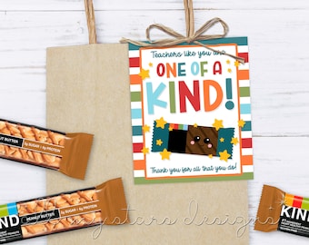 PRINTABLE Teachers Like You Are One of a KIND! Thank You For All That You Do! Tag | Instant Download | Granola Bar | Healthy Snack Gift Tag