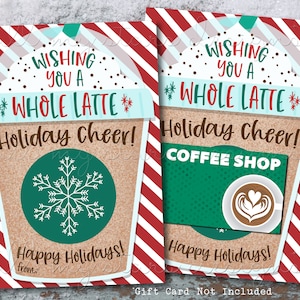 DRUCKBAR Ich wünsche Ihnen einen ganzen Latte Holiday Cheer! Frohe Feiertage! Frappé Geschenkkartenhalter | Sofort Download | Süßer Kaffee Kartenhalter