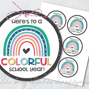 PRINTABLE Here&#39;s To a COLORFUL School Year! Tag | Instant Download | Rainbow Crayons Markers Tag | Back To School | Teacher Appreciation
