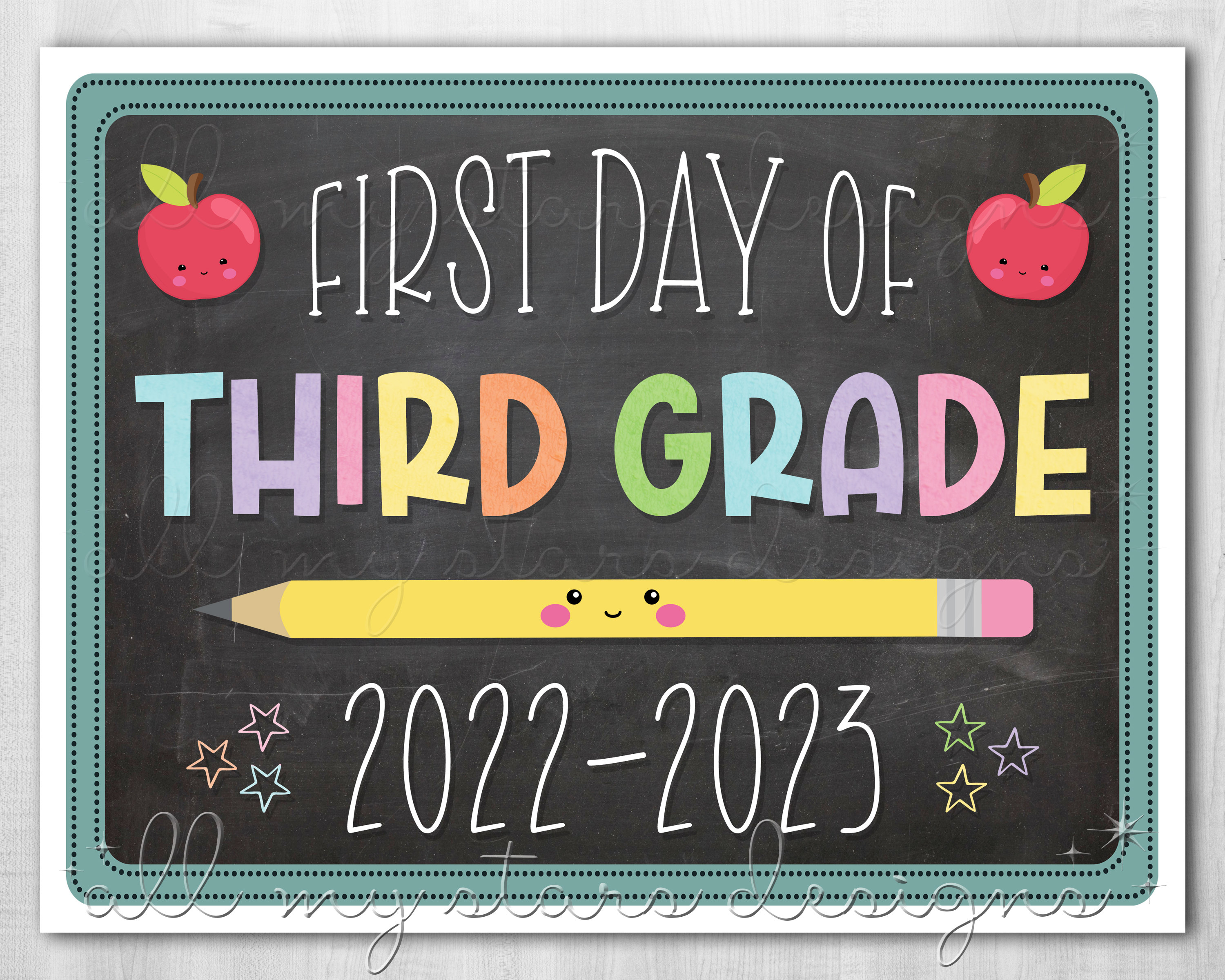 First Day Of Third Grade Sign Template Free