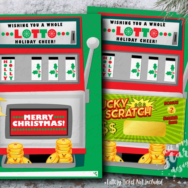 PRINTABLE Wishing You a Whole LOTTO Holiday Cheer! Merry Christmas Lottery Ticket or Gift Card Holder | Instant Download | Scratch Ticket