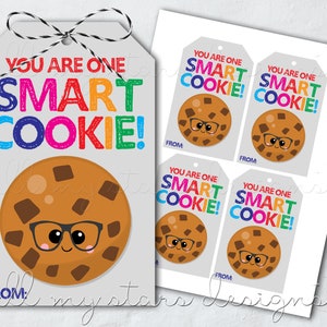 DRUCKBARE You Are One Smart Cookie! Anhänger | Sofort Download | Schokoladenkeks-Leckerei-Anhänger | Klassenzimmer Cookie Anhänger | Ende der Schule Goodies