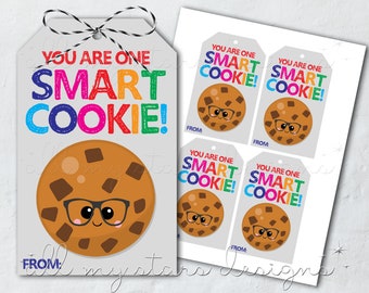 PRINTABLE You Are One Smart Cookie! Tag | Instant Download | Chocolate Chip Cookie Treat Tag | Classroom Cookie Tag | End of School Goodies