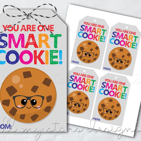 PRINTABLE You Are One Smart Cookie! Tag | Instant Download | Chocolate Chip Cookie Treat Tag | Classroom Cookie Tag | End of School Goodies