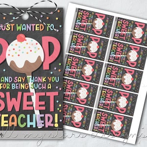 IMPRIMIBLE ¡Solo quería pasar por aquí y agradecerle por ser un maestro tan DULCE! Etiqueta Cake Pop / Descarga instantánea / Apreciación del maestro