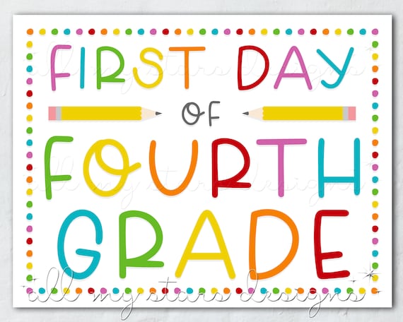 PRINTABLE First Day of Fourth Grade Sign Instant Download Etsy PRINTABLE First Day of Fourth Grade Sign Instant Download Etsy