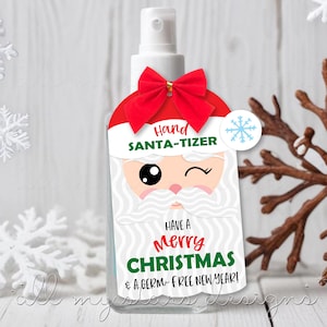 Hand SANTA-TIZER Frohe Weihnachten & ein keimfreies neues Jahr! Seife/Hand Sanitizer Anhänger | Sofortdownload | Lehrer Geschenkanhänger