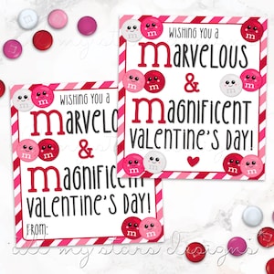 IMPRIMÍVEL Desejando a você um M-arvelous e M-agnificent Valentine's Day! Tag M&M | Download instantâneo | Tag Chocolate Candy Valentine
