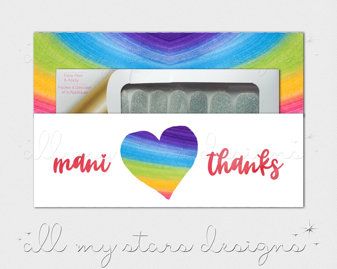 PRINTABLE Mani Thanks DIY Rainbow Nail Strip Envelope Instant Download ...