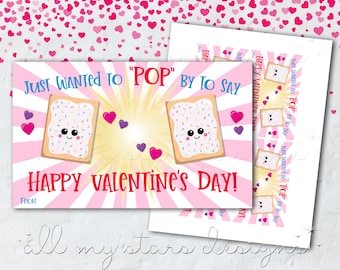 PRINTABLE Just Wanted To POP BY To Say Happy Valentine's Day! Valentine Toaster Pastry Tag | Instant Download | Kid's Classroom Treat Tag