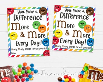 PRINTABLE You Make a Difference More and More Every Day! Many, Many Thanks For All You Do! Tag | Instant Download | Appreciation Tag