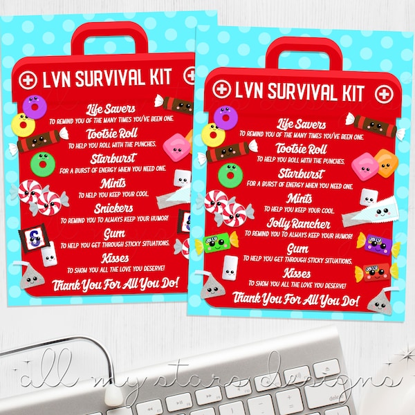 PRINTABLE LVN Survival Kit Tags | Instant Download | Licensed Vocational Nurse Appreciation Goody Bags | Practical Nurse Thank You Tag