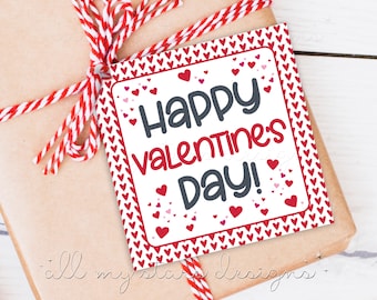 PRINTABLE Happy Valentine's Day! Tag | Instant Download | Red Hearts Valentine Tag | Valentine's Day Tag | Multi-Use Valentine Treat Tag