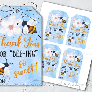PRINTABLE Thank You for BEE-ing So Sweet! Tag | Instant Download | Honey Bee Thank You | Sweet Watercolor Gift Tag | Teacher Appreciation