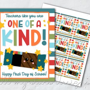 STAMPABILE Gli insegnanti come te sono unici nel loro genere! Buon primo giorno di scuola! Etichetta / Download istantaneo / Etichetta barretta di muesli / Etichetta regalo spuntino salutare