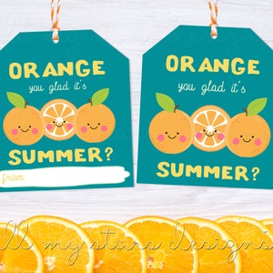 PRINTABLE Orange You Glad It&#39;s Summer! Orange Gift Tag | Mandarin Orange Tag |  Summer Break Cutie Tag | Kid&#39;s End of School | Non-Candy