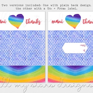 PRINTABLE Mani Thanks DIY Rainbow Nail Strip Envelope Instant Download ...