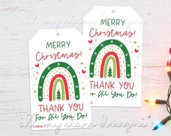PRINTABLE Happy Holidays! Thank You for All You Do! Christmas Rainbow ...