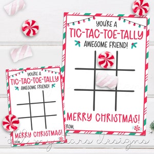 DRUCKBAR Du bist ein Tic-Tac-Toe-Tally super Freund! Frohe Weihnachten! Spielkarte/Tag | Sofortdownload | Winter Pause Klasse Lecker Süßigkeit Anhänger