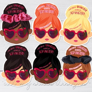 IMPRIMIBLE ¡Me gustas un BUNCHIE, así que aquí tienes un SCRUNCHIE! Feliz Día de San Valentín Etiqueta / Descarga Instantánea / Corbata o Clip para el Cabello, Tarjeta Barrette para el Cabello
