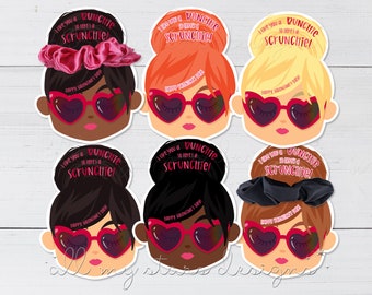 PRINTABLE I Like You a BUNCHIE, So Here's a SCRUNCHIE! Happy Valentine's Day Tag | Instant Download | Hair Tie or Clip, Hair Barrette Card