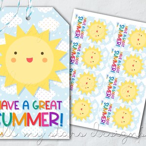 PRINTABLE Have a Great SUMMER! Sunshine Tag | Instant Download | Summer Break Gift Tag | Cute Sunshine Treat Tag | Just Because