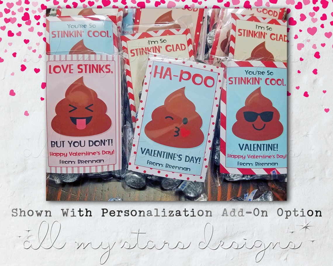 PRINTABLE Cute Poop Emoji Valentine Cards Set of 6 - Etsy