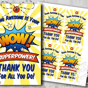 PRINTABLE Being Awesome is Your SUPERPOWER! Thank You For All You Do! Gift Tag | Instant Download | Teacher, Employee, Staff Appreciation