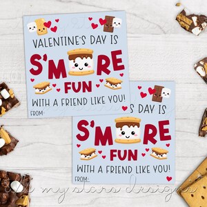Valentinstag ist S&#39;MORE Spaß mit einem Freund wie du! Fröhlichen Valentinstag! Anhänger | Sofortdownload | Valentine Smores Leckerli Anhänger