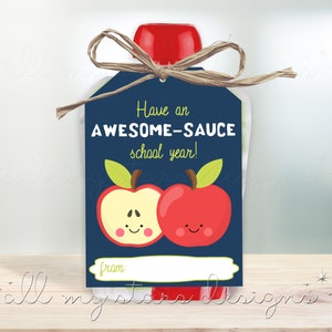DRUCKBAR Haben Sie ein FANTASTISCHES-SAUCE-Schuljahr! Back to School Apfelmus Anhänger | Sofort Download | Erster Schultag | Apfelmus Snack Anhänger