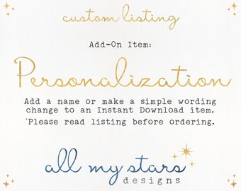 Add A Name, Change or Remove &quot;To or From Line&quot; on Any All My Stars Designs Item |*Please See Listing For Details | Add-On Listing