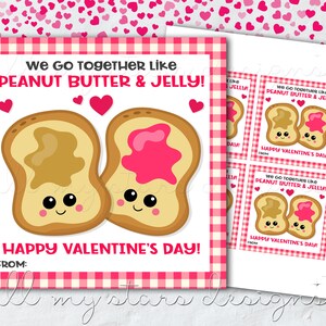 DRUCKBAR We Go Together Like Peanut Butter & Jelly! Alles Gute zum Valentinstag! Anhänger | Sofort Download | Kinder Valentinskarten | Nicht-Candy