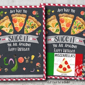 AFDRUKBARE wensen op elke manier waarop je het snijdt, je bent geweldig! Gefeliciteerd! Pizza-cadeaukaarthouder | Direct downloaden | Pizza Bedankt