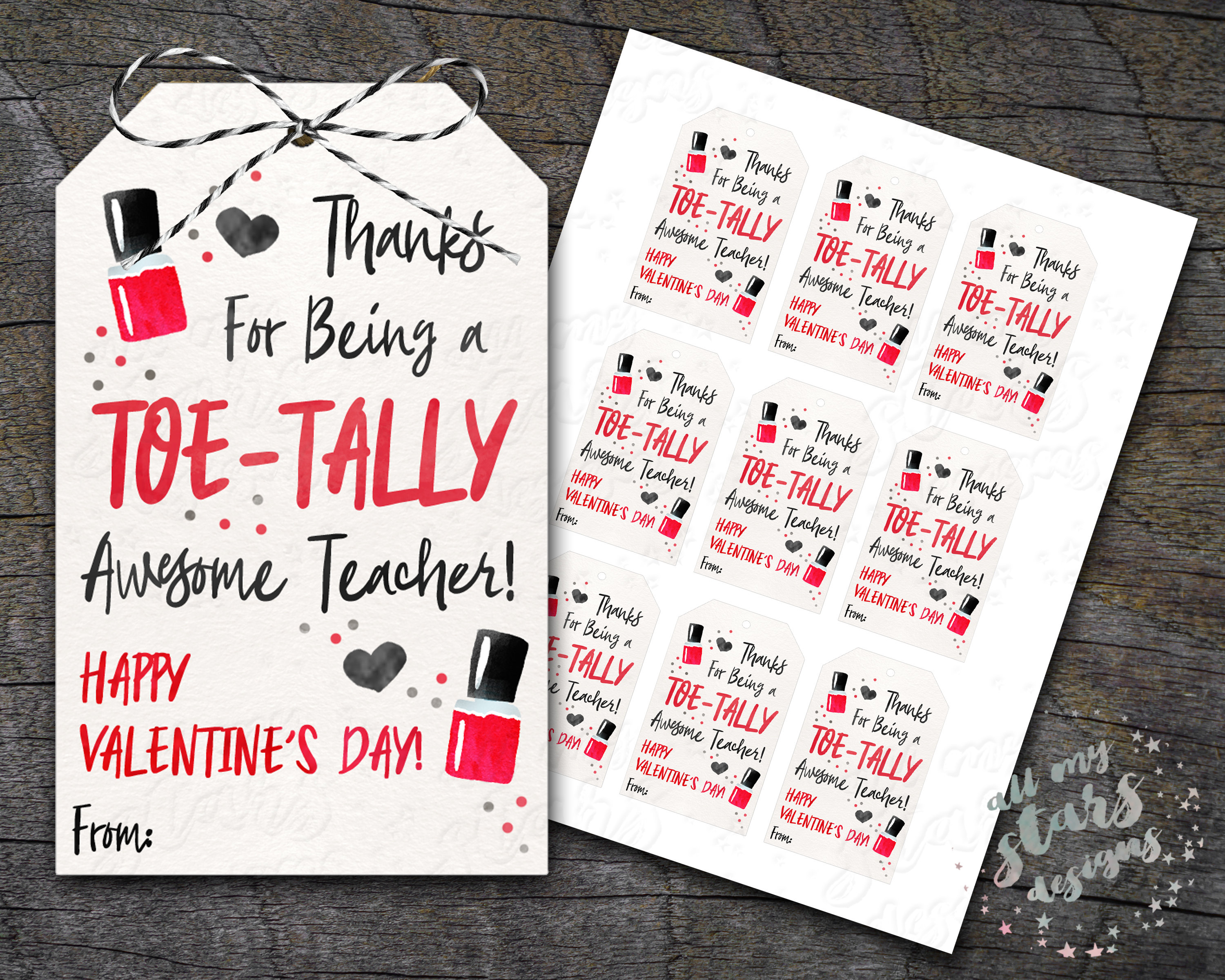 PRINTABLE Thanks For Being A TOE TALLY Awesome Teacher Etsy Ireland