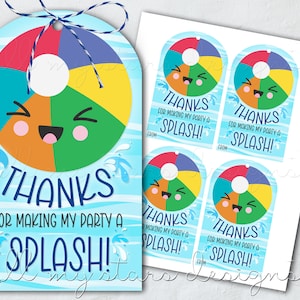 DRUCKBARE Danke, dass du meine Party zu einem SPLASH gemacht hast! Anhänger | Sofort Download | Pool Party Danke Tag | Süßer Strandball Geburtstag Danke Tag