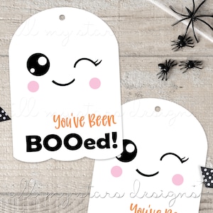 AFDRUKBAAR Je bent uitgejouwd! Fijne Halloween! Leuk spookcadeaukaartje | Direct downloaden | Halloween-pakketstropdas | Leuke Halloween-boo-tag