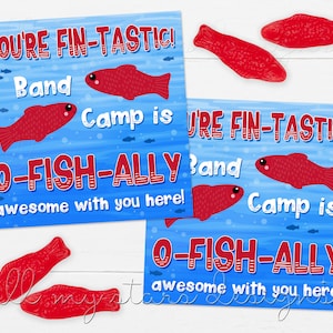 PRINTABLE You&#39;re FIN-TASTIC! Band Camp is O-Fish-Ally Awesome With You Here! Gummy Fish Candy Tag | Instant  Download | Band Camp Treat Tag